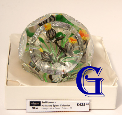 SAFFLOWER, HERBS AND SPICES COLLECTION, Caithness Glass paperweight